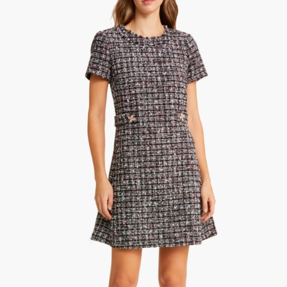 Eliza J Bouclé Shift Holiday Dress